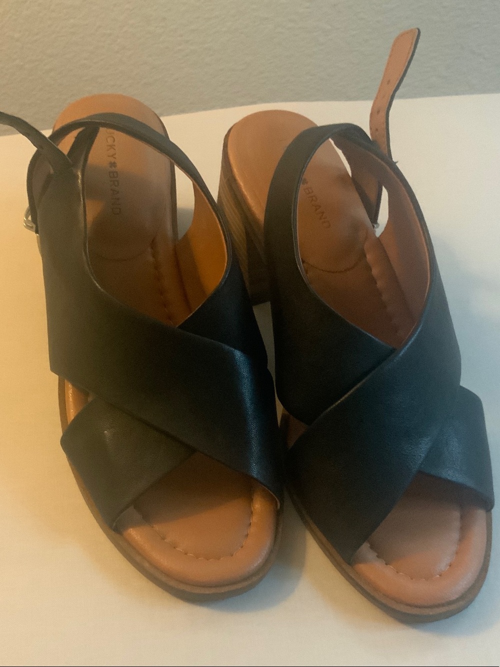 Lucky Brand Black Crisscross Slingback Sandals